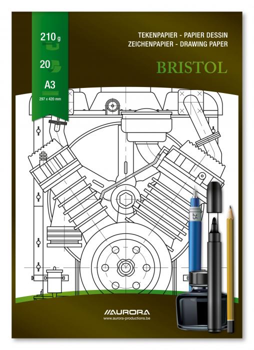 Bloc desen A3, 20 file - 210g/mp, pentru schite creion/marker, AURORA Bristol [2]
