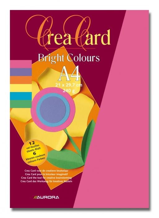 Carton color A4, 240g/mp - 12coli/set, AURORA Raphael -  6 culori intense [1]