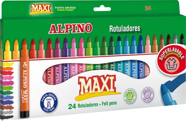 Carioca lavabila, 24 culori/cutie, ALPINO Maxi [1]