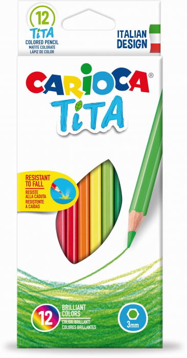 Creioane colorate CARIOCA Tita, hexagonale, flexibile, 12 culori/cutie [1]