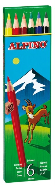 Creioane colorate, cutie carton, 6 culori/set, ALPINO [1]