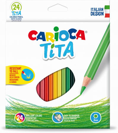 Creioane colorate CARIOCA Tita, hexagonale, flexibile, 24 culori/cutie [0]