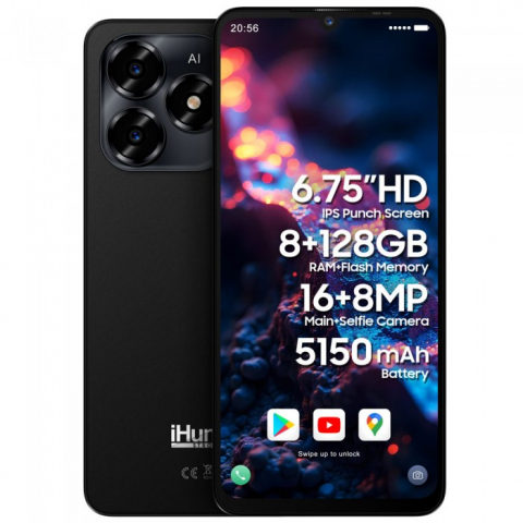 iHunt - Telefon iHunt S25 Ultra Resigilat , 128gb, Android 15, Baterie 5150mAh, 8.8mm grosime, Negru