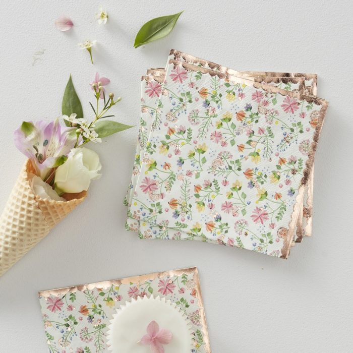 Set 16 Servetele Florale Rose Gold [2]