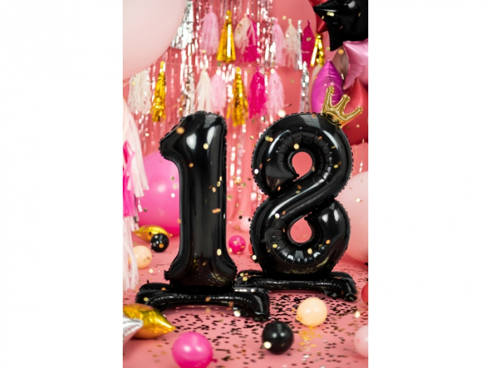 Balon Folie cu Suport Cifra 18, negru, 84 cm [2]