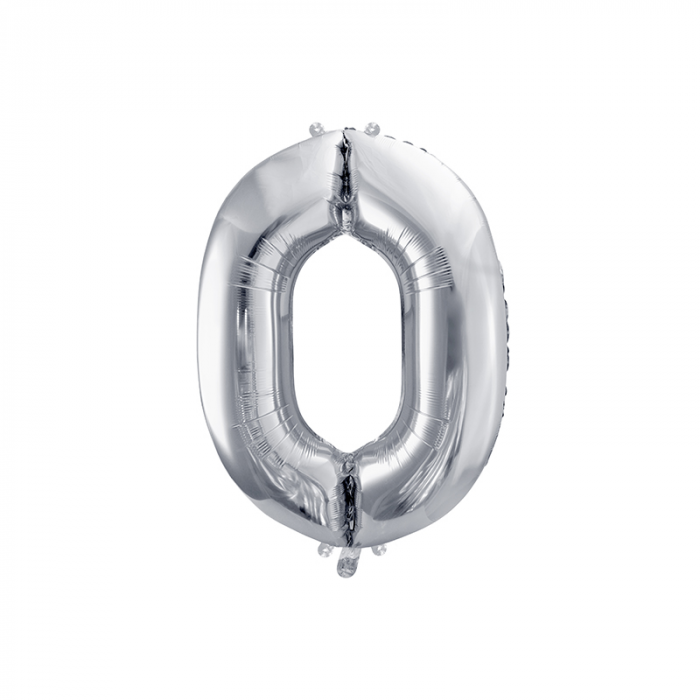 Balon Folie Cifra 0 Argintiu, 86 cm [1]