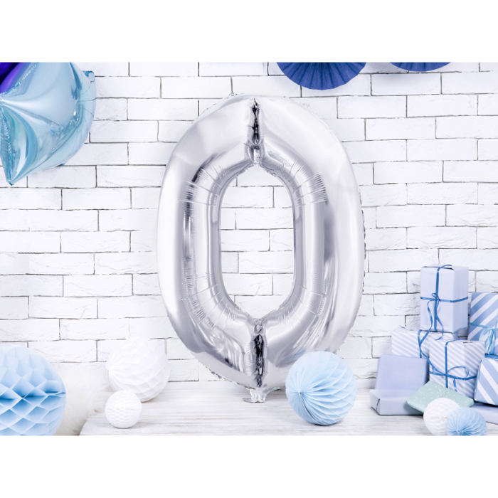 Balon Folie Cifra 0 Argintiu, 86 cm [2]