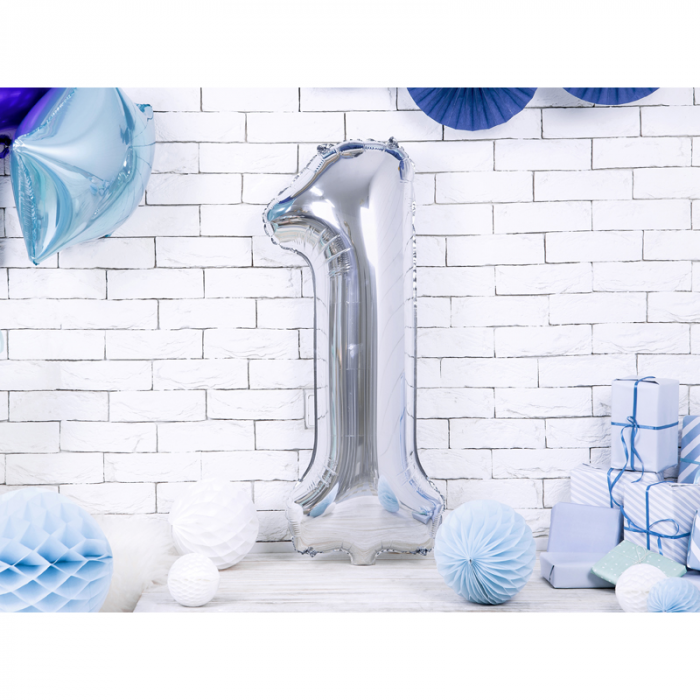 Balon Folie Cifra 1 Argintiu, 86 cm [2]