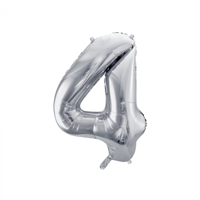 Balon Folie Cifra 4 Argintiu, 86 cm [1]