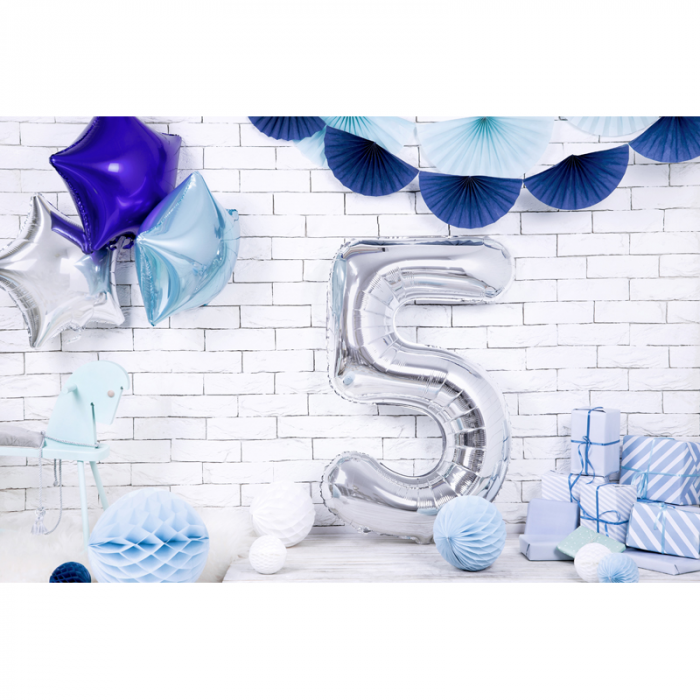 Balon Folie Cifra 5 Argintiu, 86 cm [3]