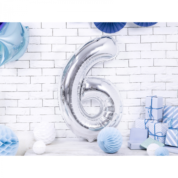Balon Folie Cifra 6 Argintiu, 86 cm [2]