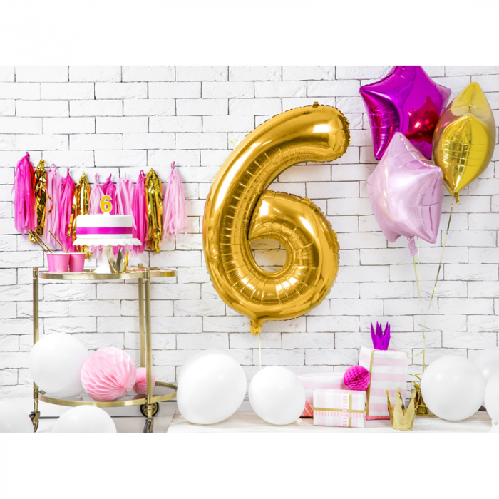 Balon Folie Cifra 6 Auriu, 86 cm [3]