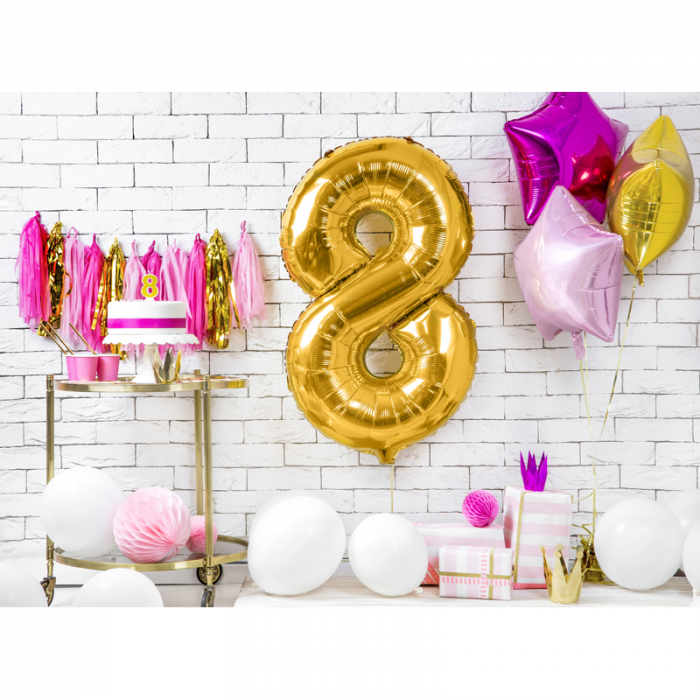 Balon Folie Cifra 8 Auriu, 86 cm [5]