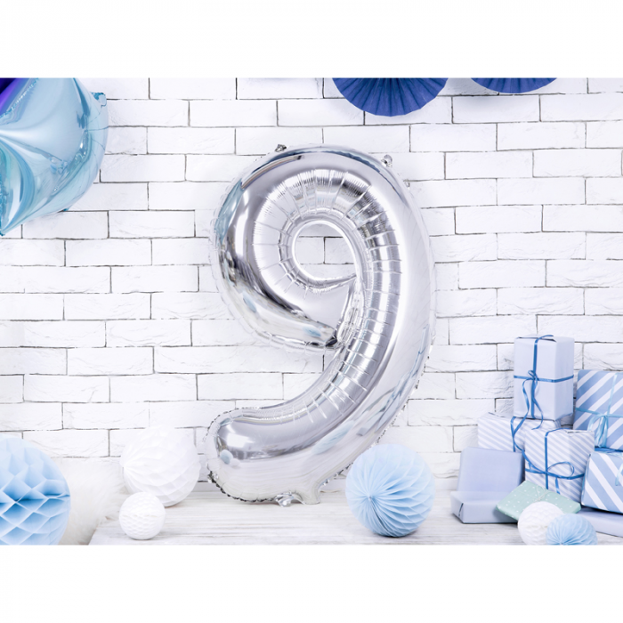 Balon Folie Cifra 9 Argintiu, 86 cm [2]