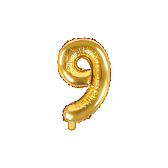 Balon Folie Cifra 9 Auriu, 35 cm [1]
