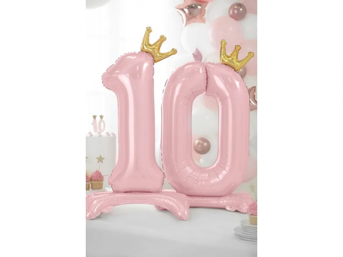 Balon Folie cu Suport Cifra 0, roz, 84 cm [2]