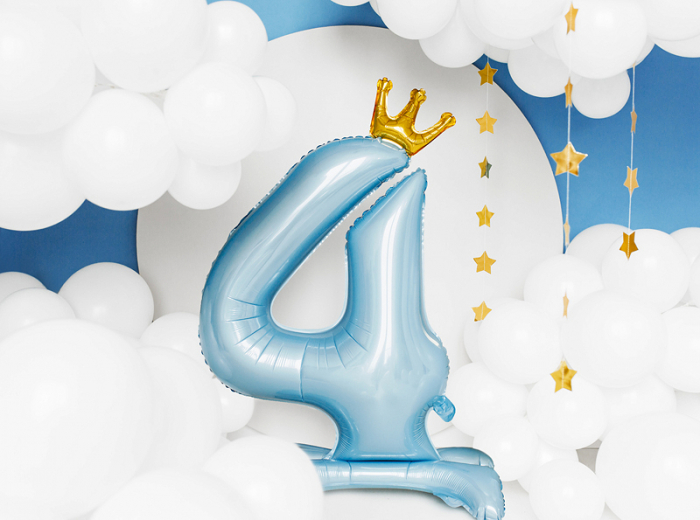 Balon Folie cu Suport Cifra 4, albastru, 84 cm [2]