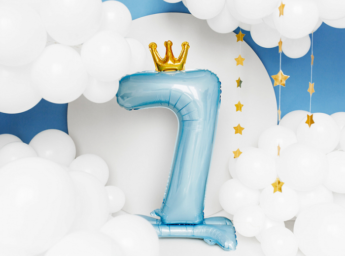 Balon Folie cu Suport Cifra 7, albastru, 84 cm [2]