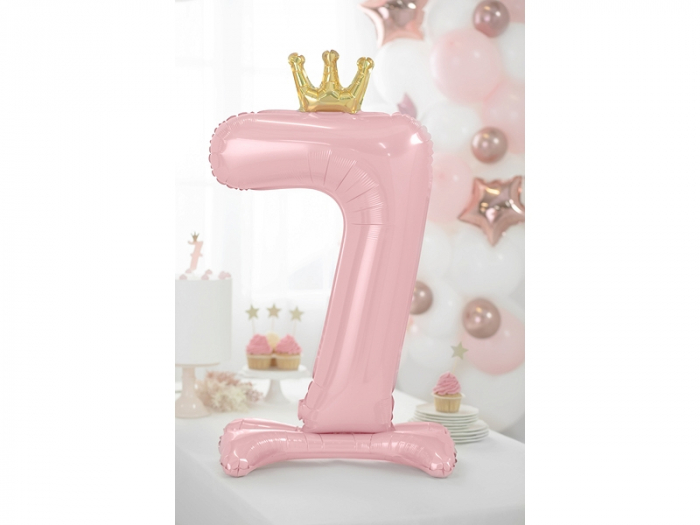 Balon Folie cu Suport Cifra 7, roz, 84 cm [2]