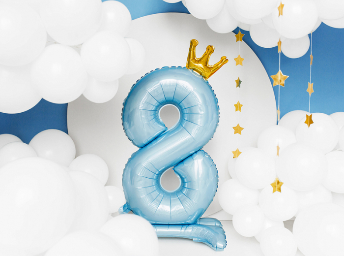 Balon Folie cu Suport Cifra 8, albastru, 84 cm [2]