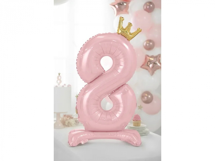 Balon Folie cu Suport Cifra 8, roz, 84 cm [2]