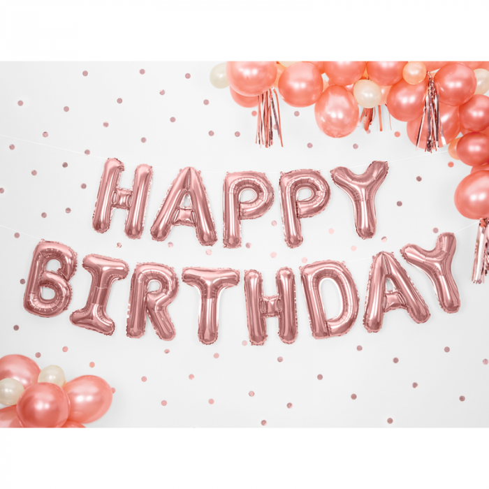 Baloane Folie Happy Birthday Roz - 340x35 cm [2]