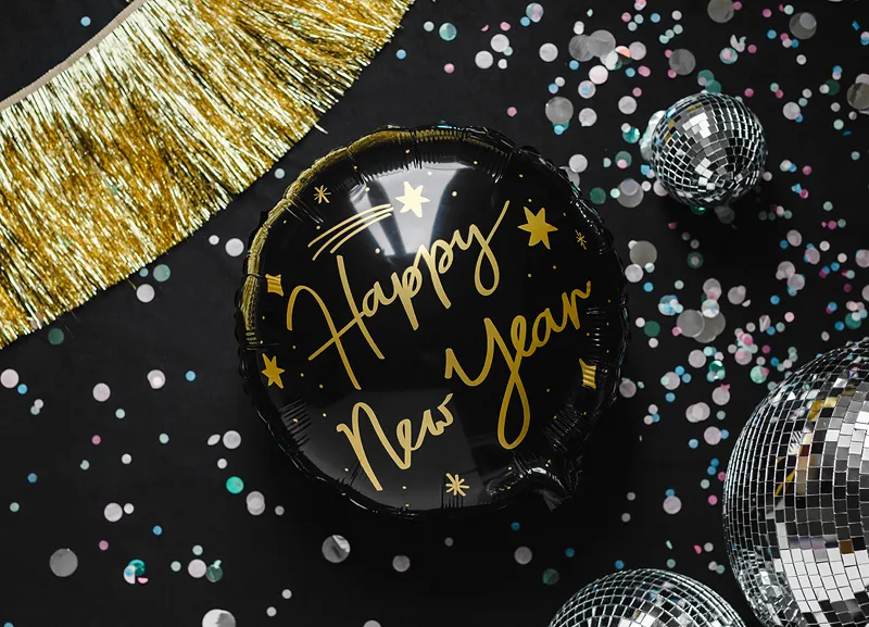 Balon Folie Happy New Year Negru - 45 cm [2]