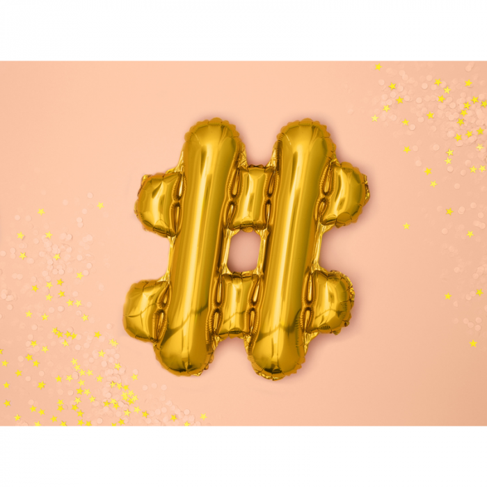Balon Folie Hashtag, Auriu - 35 cm [3]