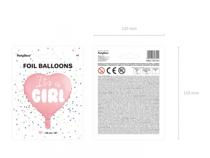 Balon Folie Inima, It's a Girl - 45 cm [8]