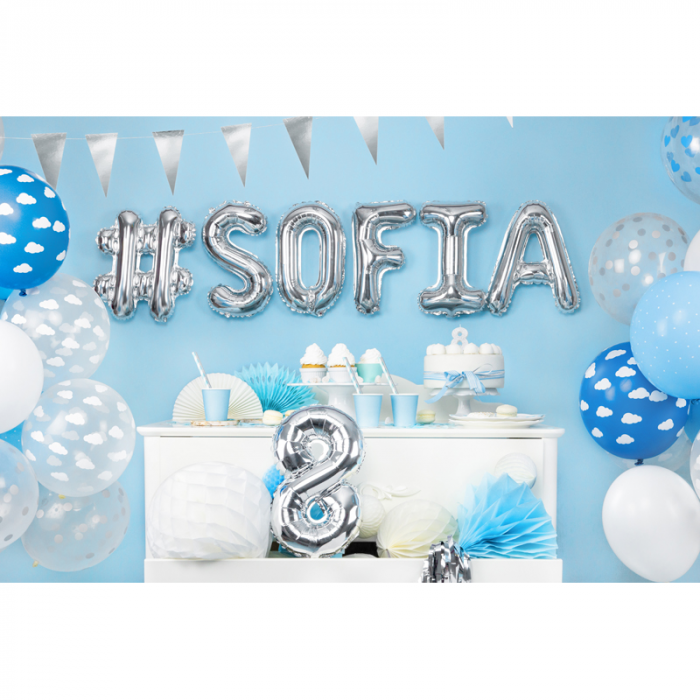 Balon Folie Litera F Argintiu, 35 cm [3]