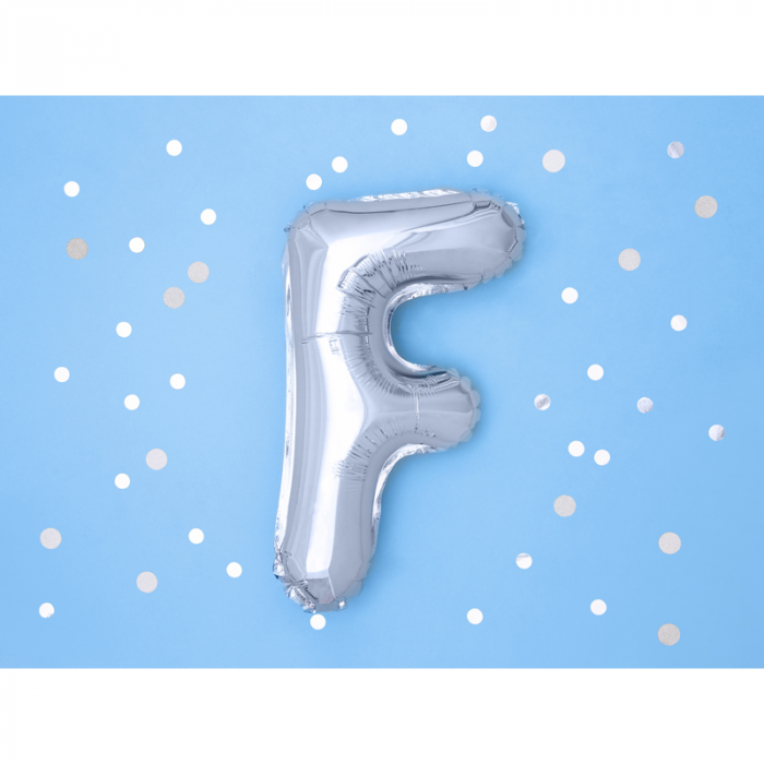 Balon Folie Litera F Argintiu, 35 cm [2]