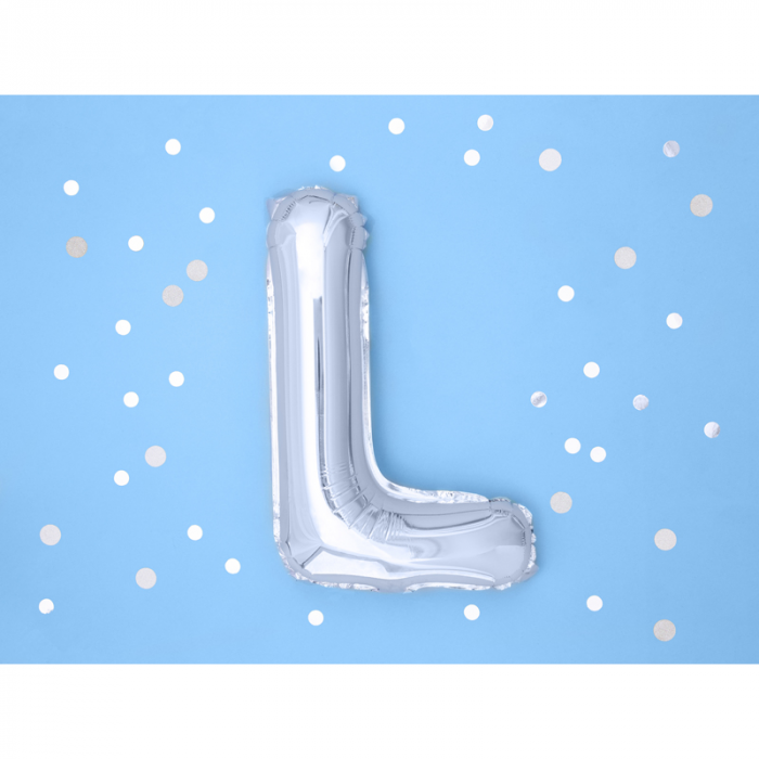 Balon Folie Litera L Argintiu, 35 cm [2]