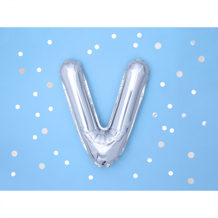 Balon Folie Litera V Argintiu, 35 cm [2]