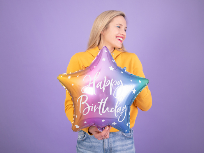 Balon Folie Stea Happy Birthday, Multicolor - 40 cm [2]