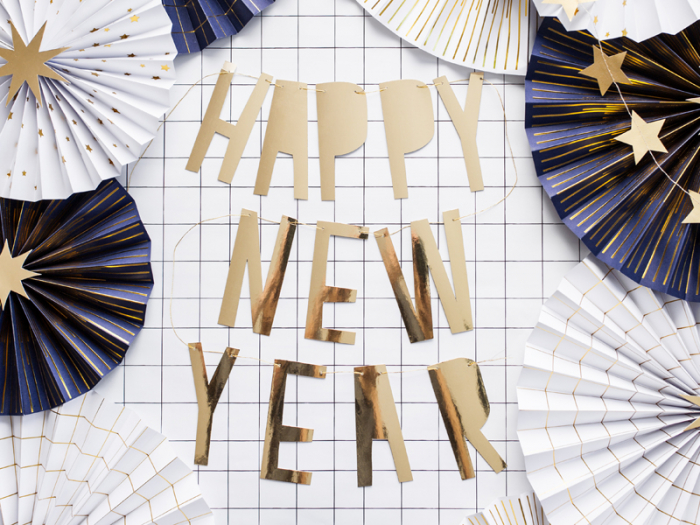 Banner Happy New Year, auriu [2]
