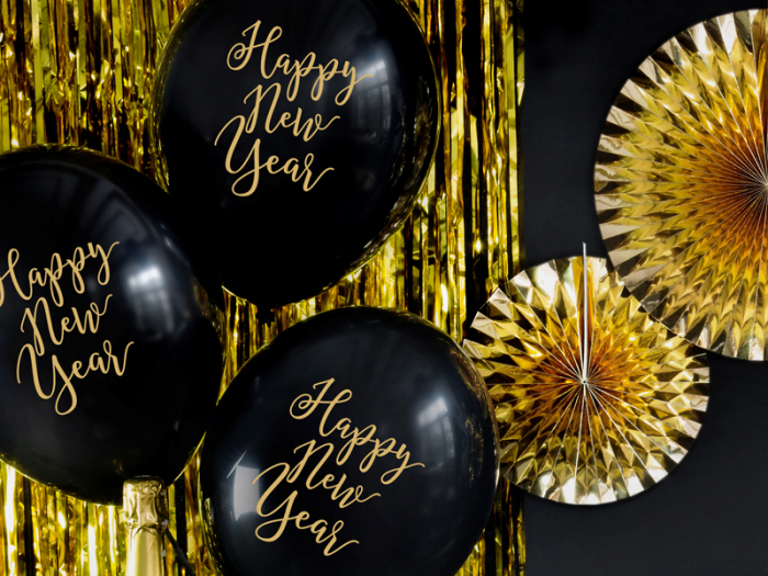 Set 6 Baloane Happy New Year, negru [2]