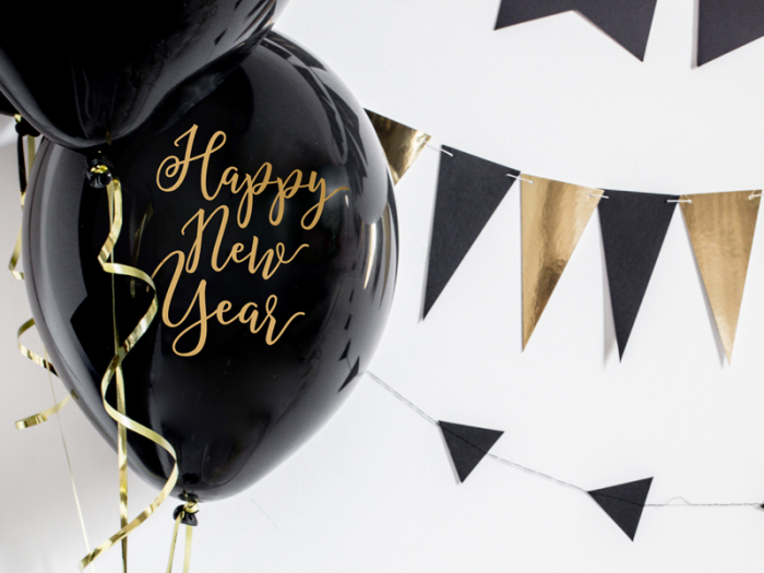 Set 6 Baloane Happy New Year, negru [3]