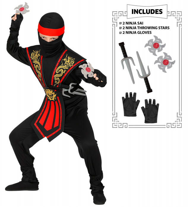 Costum Ninja Copii Kombat Rosu [3]