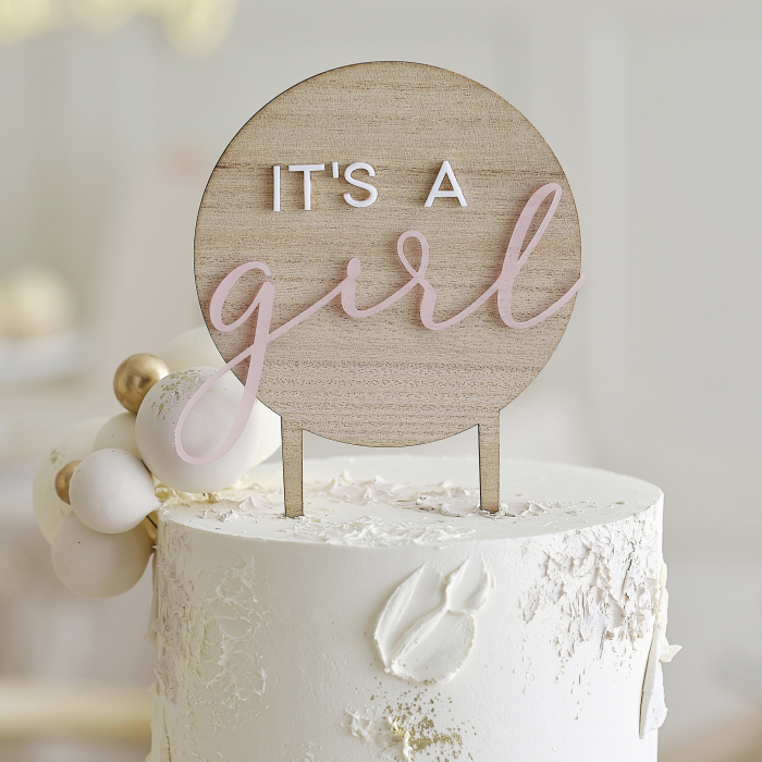 Decoratiune Tort It's a Girl, Lemn [2]