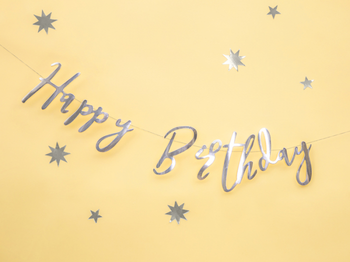 Banner Happy Birthday, Argintiu [3]