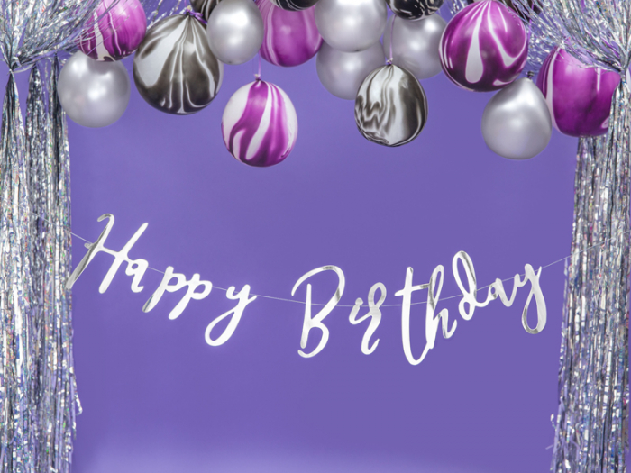 Banner Happy Birthday, Argintiu [2]
