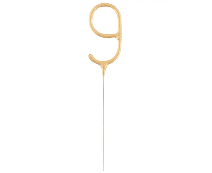 Lumanare Scanteietoare Cifra 9, Auriu, 17 cm [1]