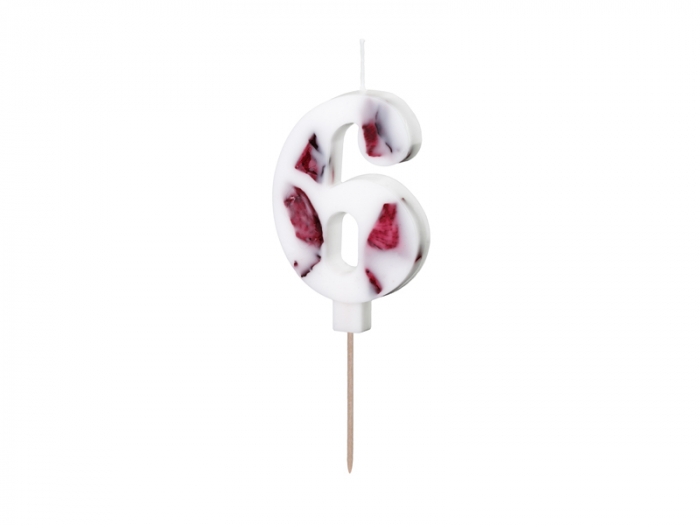 Lumanare Cifra 6 Petale Flori, 8 cm [1]
