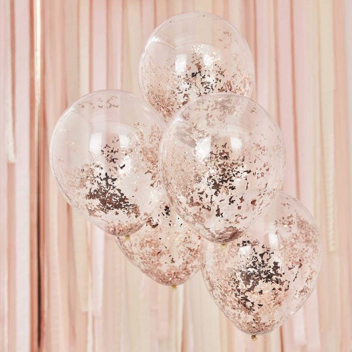 Set 5 Baloane cu Confetti Rose Gold - 30 cm [2]