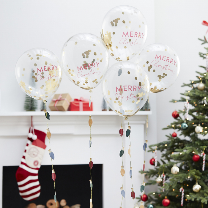 Set 5 Baloane Confetti Merry Christmas, 30 cm [2]