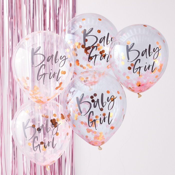 Set 5 Baloane cu Confetti Baby Girl - 30 cm [2]
