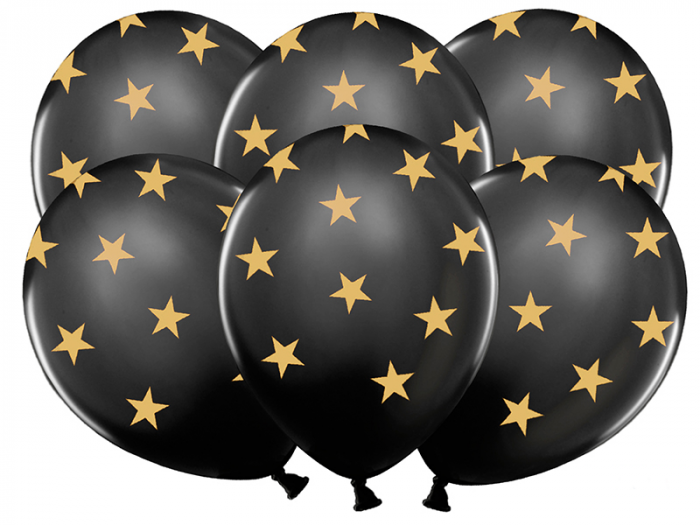 Set 6 Baloane negre cu stele - 30 cm [2]