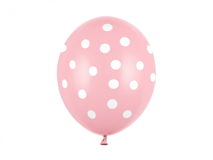 Set 6 Baloane roz cu buline albe - 30 cm [1]