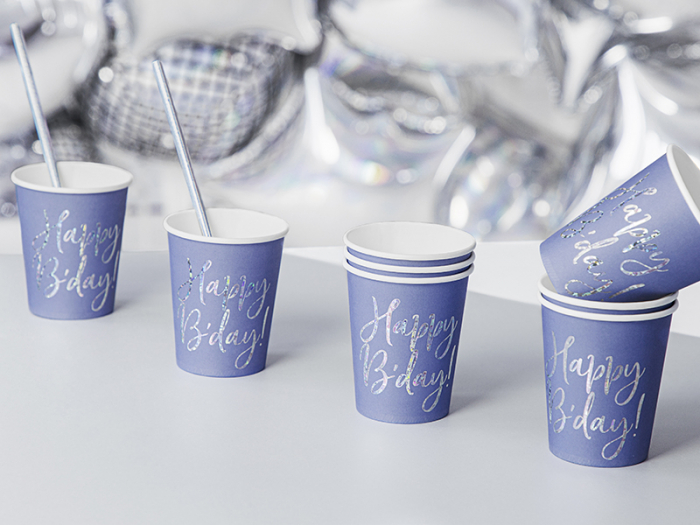 Set 6 Pahare Happy B'day!, Albastru, 220 ml [2]