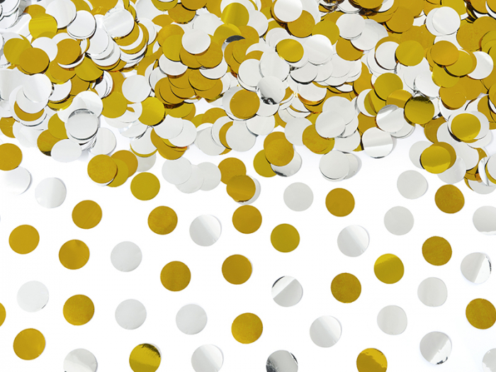 Tun Confetti Cercuri, auriu si argintiu, 60 cm [3]